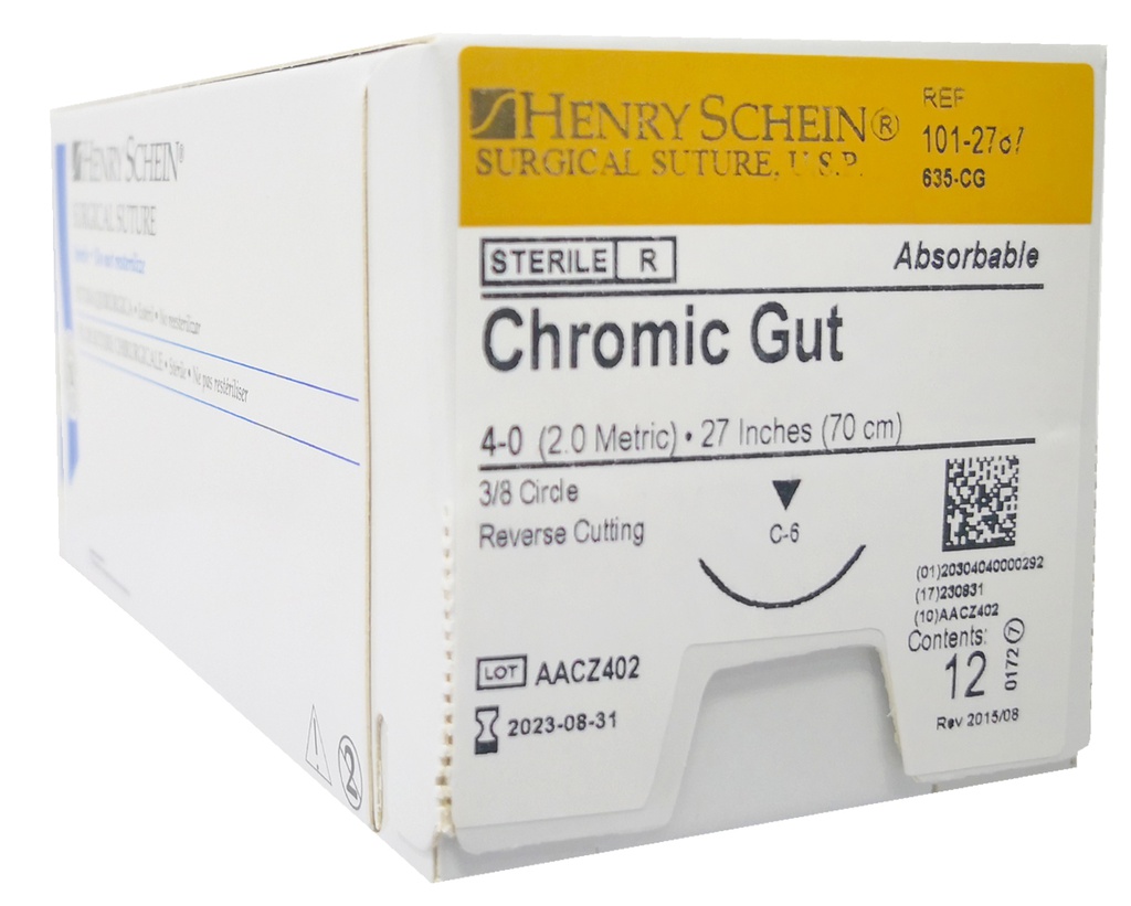 SUTURA ABSORBIBLE - CATGUT CROMICO 4/0 UNIDAD