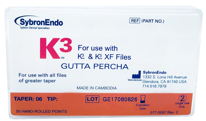 PUNTAS DE GUTAPERCHA K3 0.06  NO. 20-40 (50)