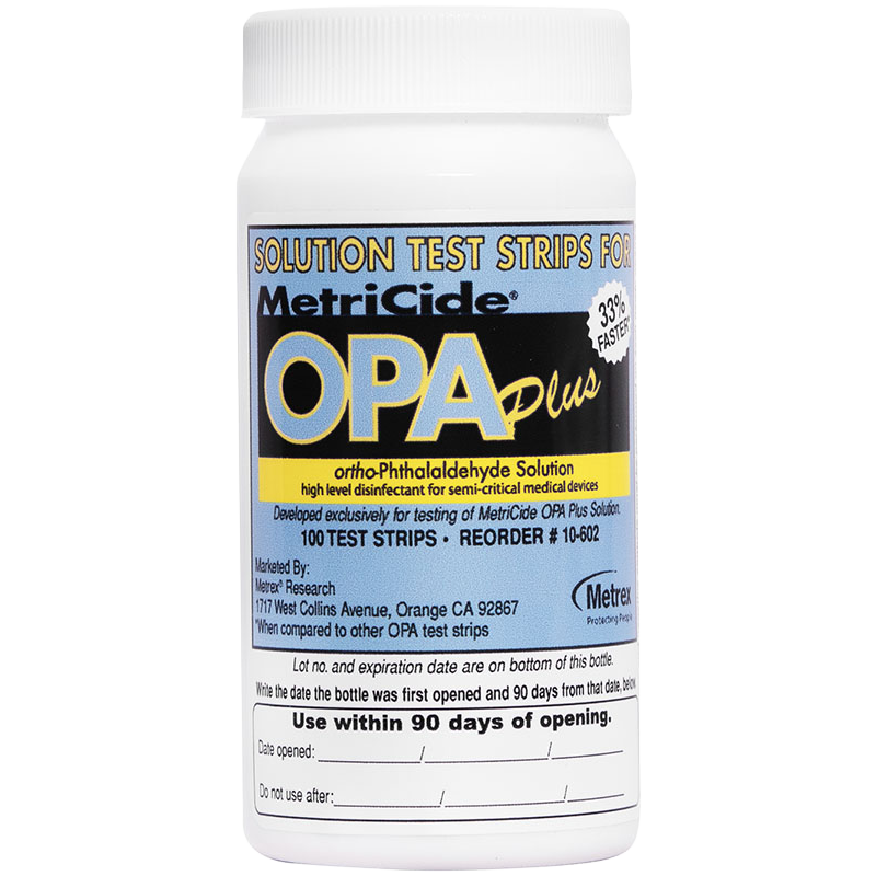 METRITEST PARA METRICIDE OPA-PLUS / 1 BOTE DE 100 TIRAS TESTIFICADORAS
