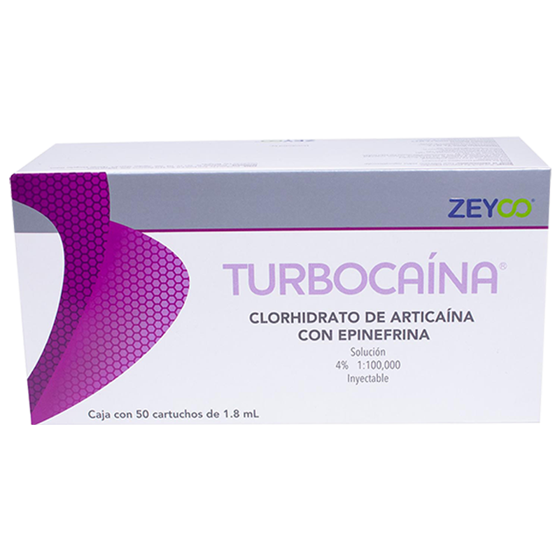 ANESTESIA ARTICAINA 4% 1:100.000 ZEYCO TURBOCAINA CAJA (VIDRIO) (50)