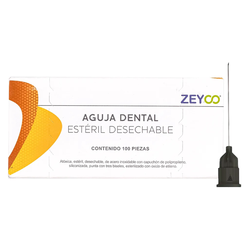 AGUJA DENTAL ZEYCO CALIBRE 27 LARGA CAJA C/100 PZAS.(0.40x30)