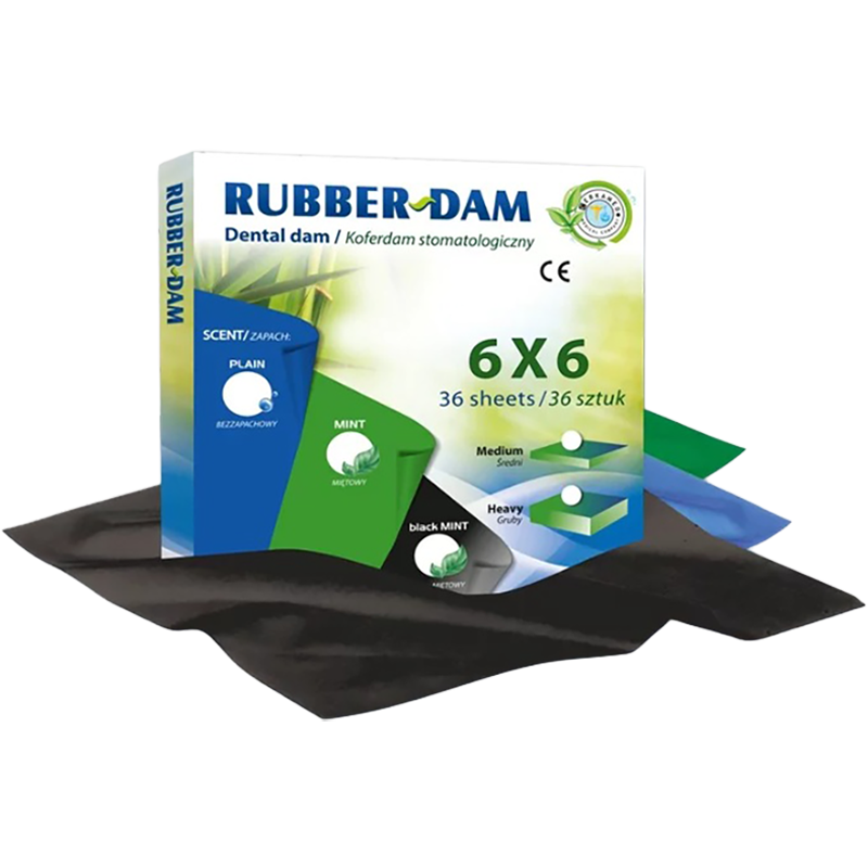 DIQUE DE GOMA NEGRO CERKAMED 6X6 (36PZ)