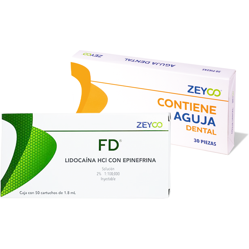 ANESTESIA LIDOCAÍNA CAJA 2% 1:100.000 50 CARTUCHOS (POLÍMERO CRISTALINO) + AGUJA 30 CORTA ZEYCO