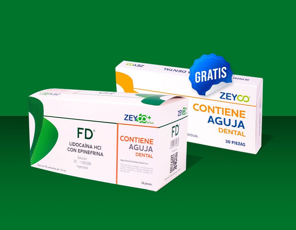 ANESTESIA LIDOCAÍNA CAJA 2% 1:100.000 50 CARTUCHOS (POLÍMERO CRISTALINO) + AGUJA 30 CORTA