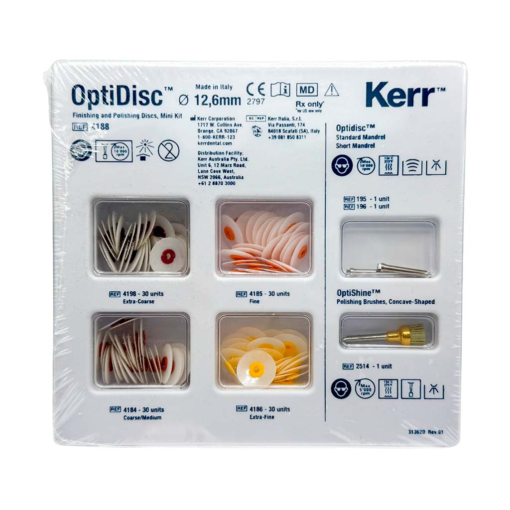 DISCO PULIDO KIT OPTIDISC 9.6MM 120 DISCOS 12.6MM / 3 MANDRILES, 1 OPTISHINE)