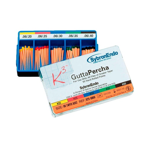 [KR 825-0600] PUNTAS DE GUTAPERCHA K3 0.06  NO. 20-40 (50)