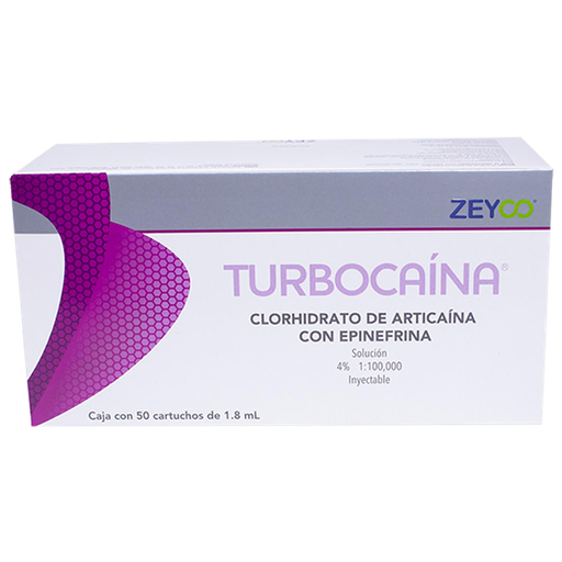 [ZY 470] ANESTESIA ARTICAINA 4% 1:100.000 ZEYCO TURBOCAINA CAJA (VIDRIO) (50)