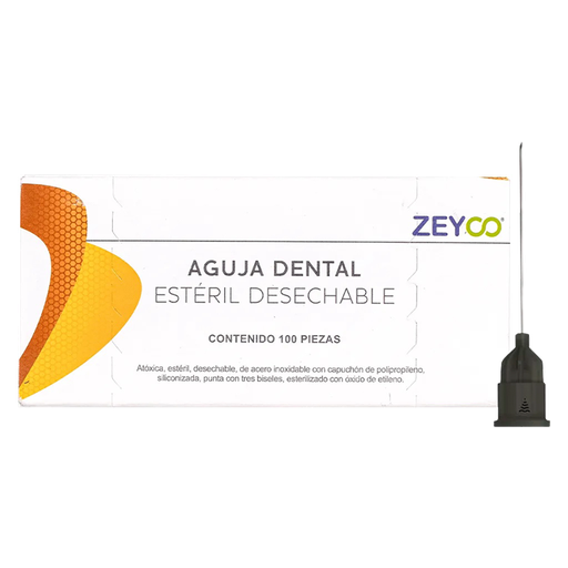 [ZY ZE-SAG27L] AGUJAS DENTALES ZEYCO CALIBRE 27 LARGA CAJA C/100 PZAS.(0.40x30)